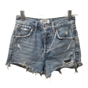 𝅺agolde High  Rise Button Fly Distressed Jean Shorts 23